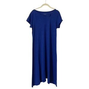 Eileen Fisher Dress in Blue with Flowing Silhouette Small Assymetrical Neckline